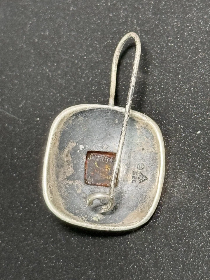 Silpada Sterling Silver Amber Scroll Dangle Earrings 925 M28 - Imagem 4 de 4