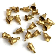 Vintage Lot Of 20 Tiny Brass Bell Charm Jewelry Supply Craft
