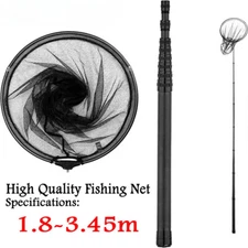 Portable Carbon Fishing Nets Fish Landing Hand Net Foldable Telescopic Rod Poles