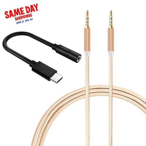 3.5mm Male to Male Stereo Audio AUX Cable Type C Adapter f Samsung Galaxy Note 8
