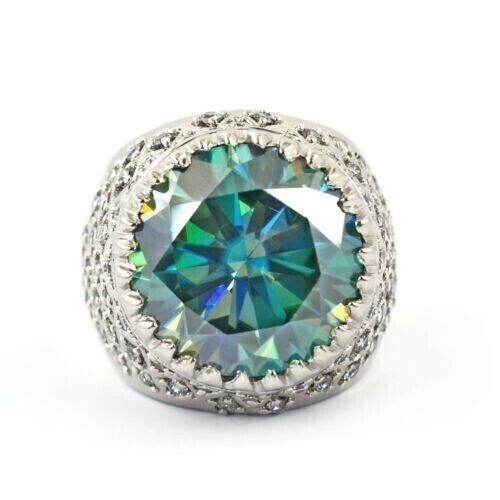 15 ct Lab Created Blue Diamond Solitaire Ring 925 Sterling Silver Great