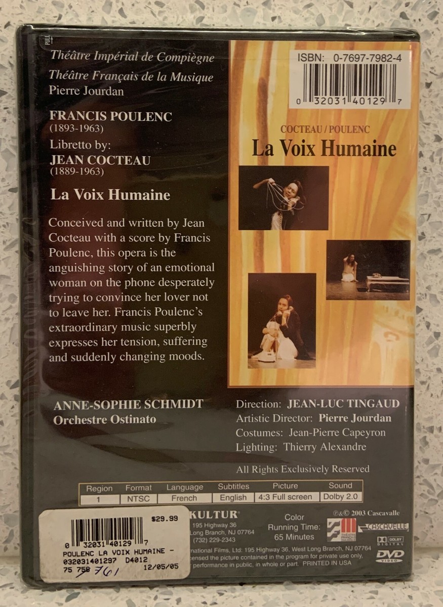 FRANCIS POULENC La Voix Humaine (DVD, 2005) JEAN COCTEAU Anne