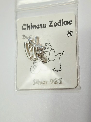 Chinesisches Sternzeichen Hund Symbol 925 Sterlingsilber Charm Neu ohne Etikett