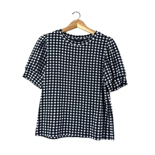 Black and White Checkered Ann Taylor Factory Blouse M
