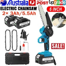 6" Mini Cordless Electric Chainsaw 2X Battery-Powered Wood Cutter For Makita 18V