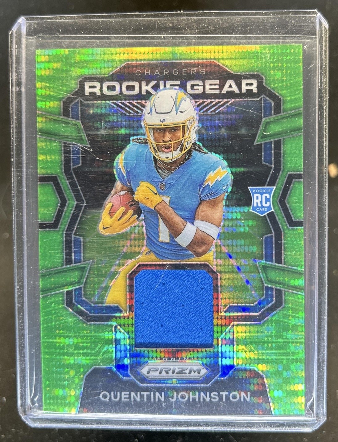 Quentin Johnston Panini Prizm Rookie Gear #RGQJ Neon Green Pulsar