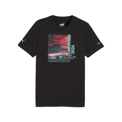 PUMA Mapf1 Las Vegas Graphic Crew Neck Short Sleeve T-Shirt Mens Black Casual To