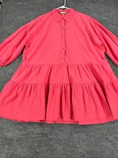 Free People Dress Womens Size Small Pink Long Sleeve Button Up Collared Casual