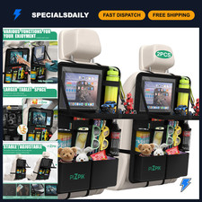 Backseat Car Organizer with Tray - 13 Storage Pockets, Kick Mats, Travel Accesso