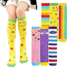 6 Pairs Girls Knee High Socks, Cute Socks Colorful Cartoon Animal Warm Cotton Cr
