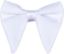 Mens Oversized Satin Silk Bow Tie Solid Color Formal Tuxedo Big Bowtie B- White