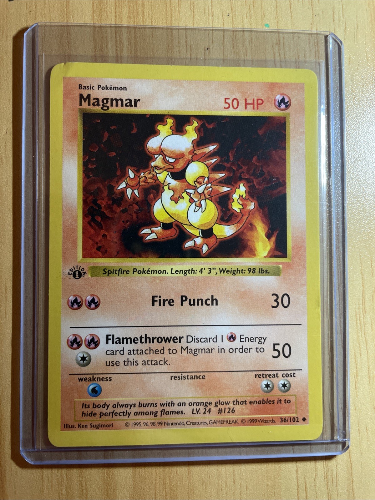 Pokemon Card - Magmar Base Set (Shadowless) 36/102 Uncommon 1st Edition