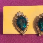 Vintage Green Rhinestone Statement Earrings — photo 2