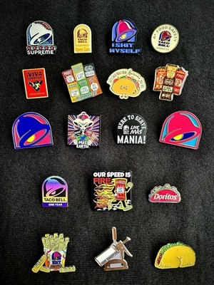 Taco Bell Hat Pin 18 Piece collection rare vintage SEE MY OTHER ITEMS