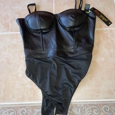 Top bustier LIKE AN AN ANGEL nero ecopelle ha qualche elastico medio donna