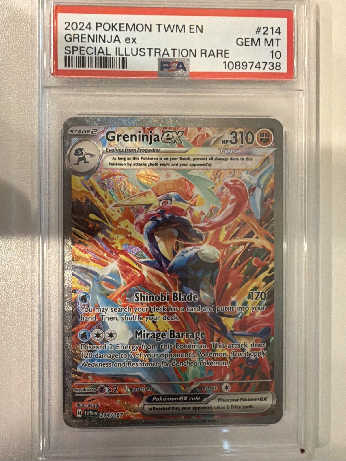 2024 Greninja ex 214/167 Sv06: Twilight Masquerade Holo PSA 10 Pokemon