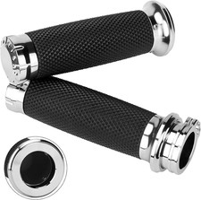New Upgraded 1 Inch/25mm Motorcycle Handlebar Grips for Harley Touring silver