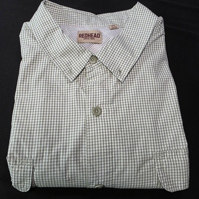 REDHEAD Men's Button Shirt 3XL Green/White Check Short Sleeve Casual, Air Vent