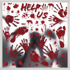 9 Sheet Bloody Handprint Window Clings, Scary 7.87 x 11.81 inches, Colorful