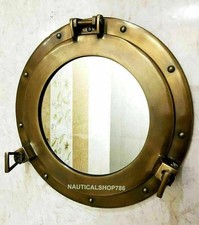 Specchio da parete barca nave marittima nautica oblò ottone antico 12"...