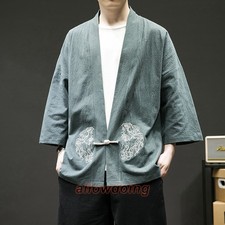 Chinese Style Men's Hanfu New Cardigan Jacket Retro Style Taoist Robe Linen Tea
