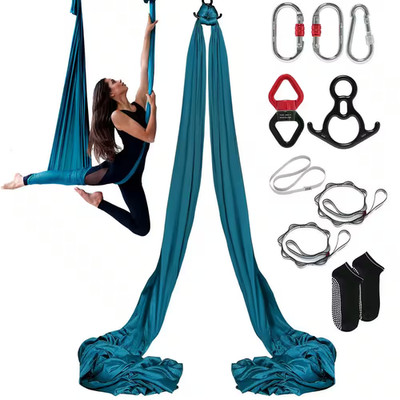Aerial Silk and Yoga Swing, 11 Yards, Aerial Yoga Hammock Kit with 100Gsm Nylon