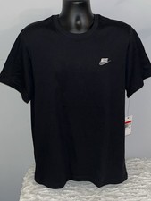 NIKE MENS SPORTSWEAR CLUB BLACK SHORT SLEEVE SEWN GRAPHIC TEE SHIRT SMALL NWT