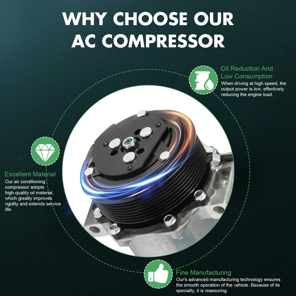 A/C Compressor Fits 1997-98 Chevrolet T6500 6.0L V8 2004-09 GMC T7500 7.8L L6 - Image 4 of 4