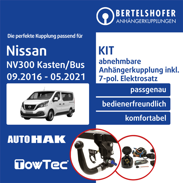 für Nissan NV300 Kasten/Bus Typ X82 09.2016-05.2021 AHK Abn +7Pol Sp. E-Satz PKW-image