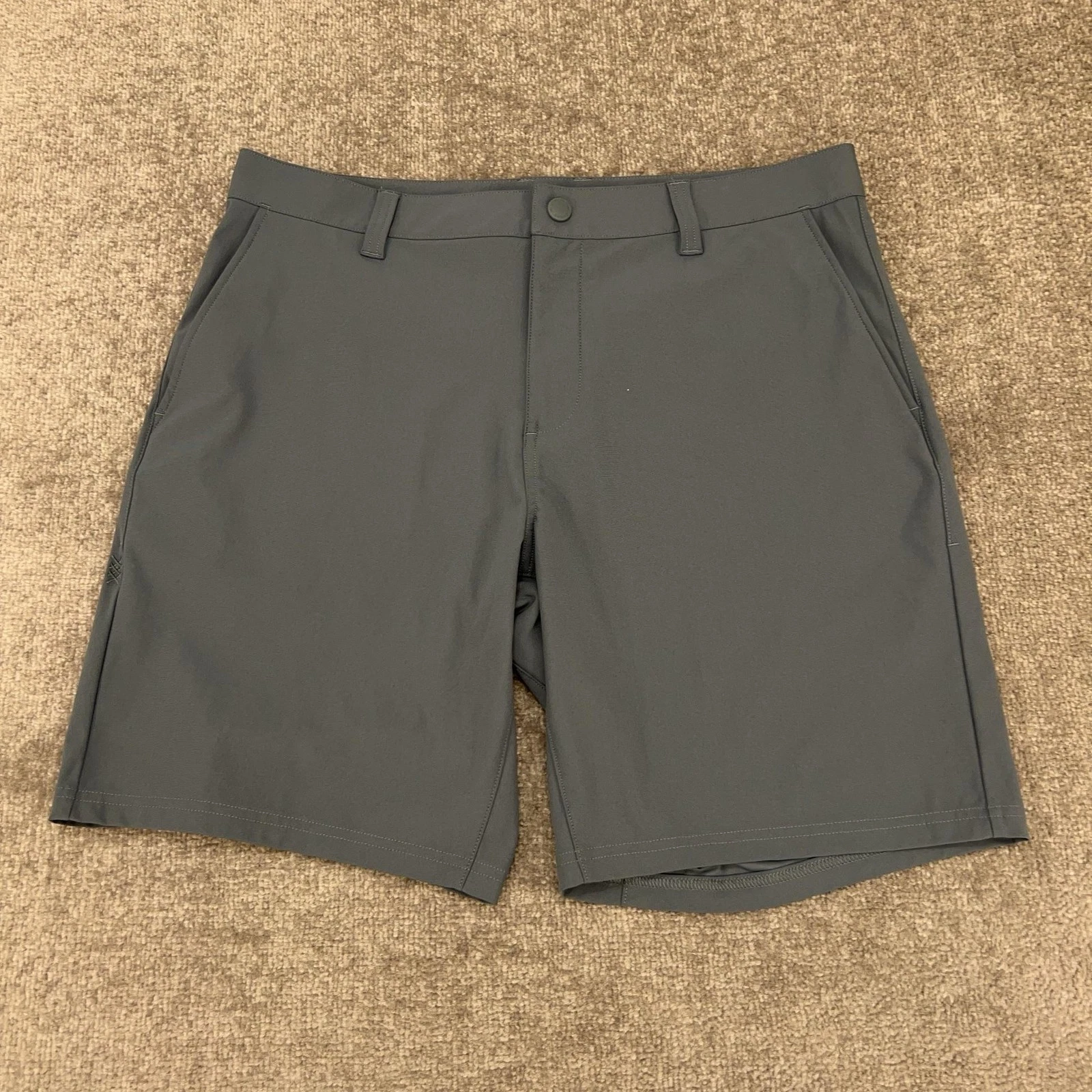 Rhone Commuter Shorts Mens 34 Shadow Blue 9" Stretch Microfiber Travel Chino