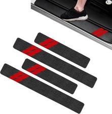 4PCS Door Sill Protector, Fiber Leather Door Sill Guard Decoration Color: Red