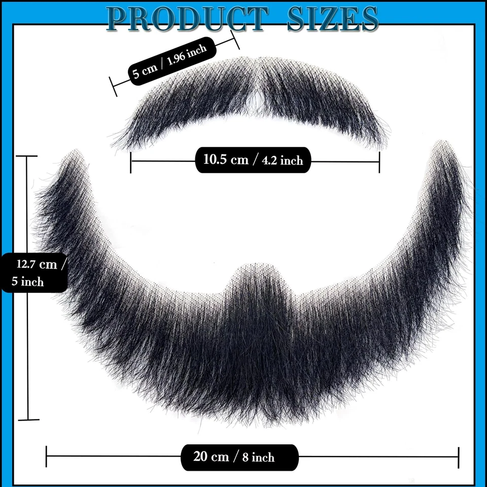 Barba Falsa Bigote Realista Grande Cabra Falsa 100% Cabello Humano Corbata Mano Completa... Foto 3 de 4