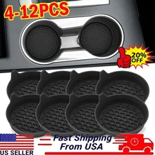 4-12Pack Silicone Car Cup Holder Coasters – Universal Non-Slip Cup Inserts Black