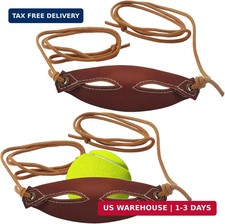 2 Pcs Brown Leather Shepherd Sling, Handmade Paracord Shepherds Slingshot Tennis