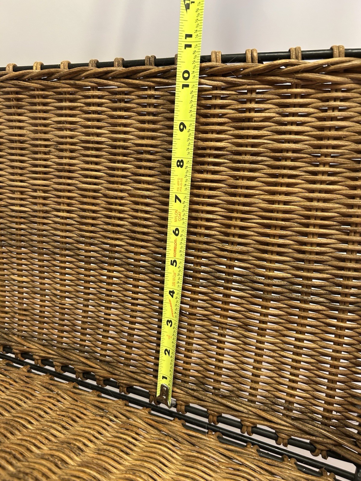 Vintage Mid Century Modern Magazine Holder Rattan Wicker Iron