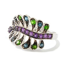 925 Sterling Silver Floral Leaf Natural African Amethyst Ring Gift For Her.