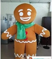 New Adult Funny Gingerbread Man Mascot Christmas Fancy Dress Halloween Costume