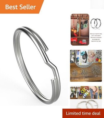 Rust-Resistant 50 Pack 3/4 Inch Metal Key Chains for Crafts & Organization