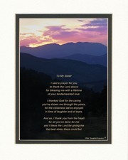 Sister Gift with "Thank You Prayer for Best Sister" Poem. Mts Sunset Photo, 8...