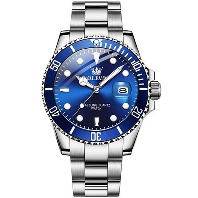 Herren Uhr Edelstahl Armbanduhr Diver Wasserdicht Quarzuhr Datum Silber Gold
