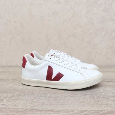 Veja Esplar Women Leather White Burgundy Low Sneakers EU 37 US 6 UK 4, MSRP$155