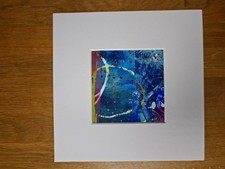 Original Abstract Acrylic Painting 4x4 Signed , Mounted, Small, Affordable ART