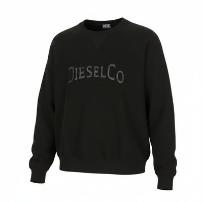 DIESEL S-Raglan-Waf Herren Sweatshirt XL schwarz Crew Front Logo Pull On UVP175*
