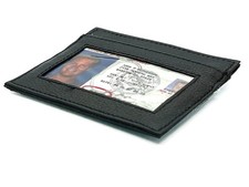 Black Leather Front Pocket Mens Thin Wallet Super Slim Credit Card ID Holder