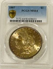 1887 P Morgan Silver Dollar PCGS MS64 Nicely Toned