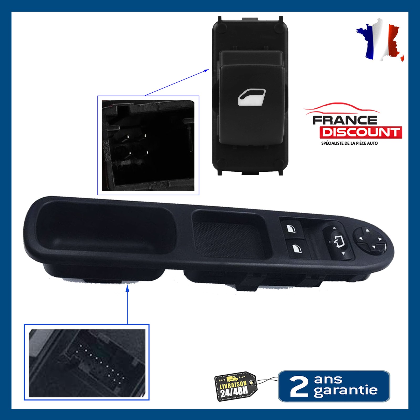 Platine lève-vitre bloqué 207 SW solution commande électrique 6554HJ