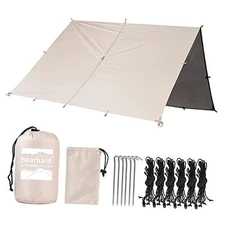  Waterproof Camping Tarp, Lightweight Hammock Rain Fly, UV 10x12 Beige