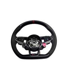 18-22 Audi Ttrs Daza Oem Leather Suede Flat Bottom Steering Wheel Red Stripe