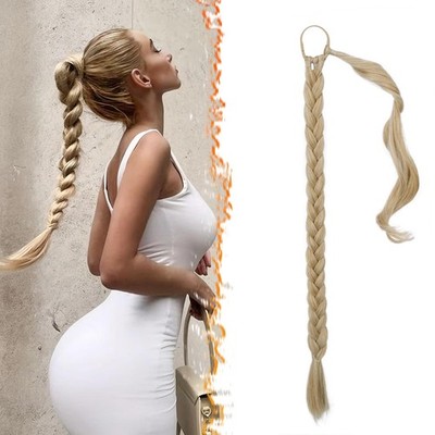66cm Lang Braid Extensions Pferdeschwanz Haarteil, Glattes umwickelter Blond ...