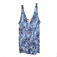 Swimsuits For All One Piece Size 22 Blue White Skirted Suit